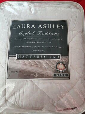 Laura Ashley White King Mattress Pad - English Traditions Collection